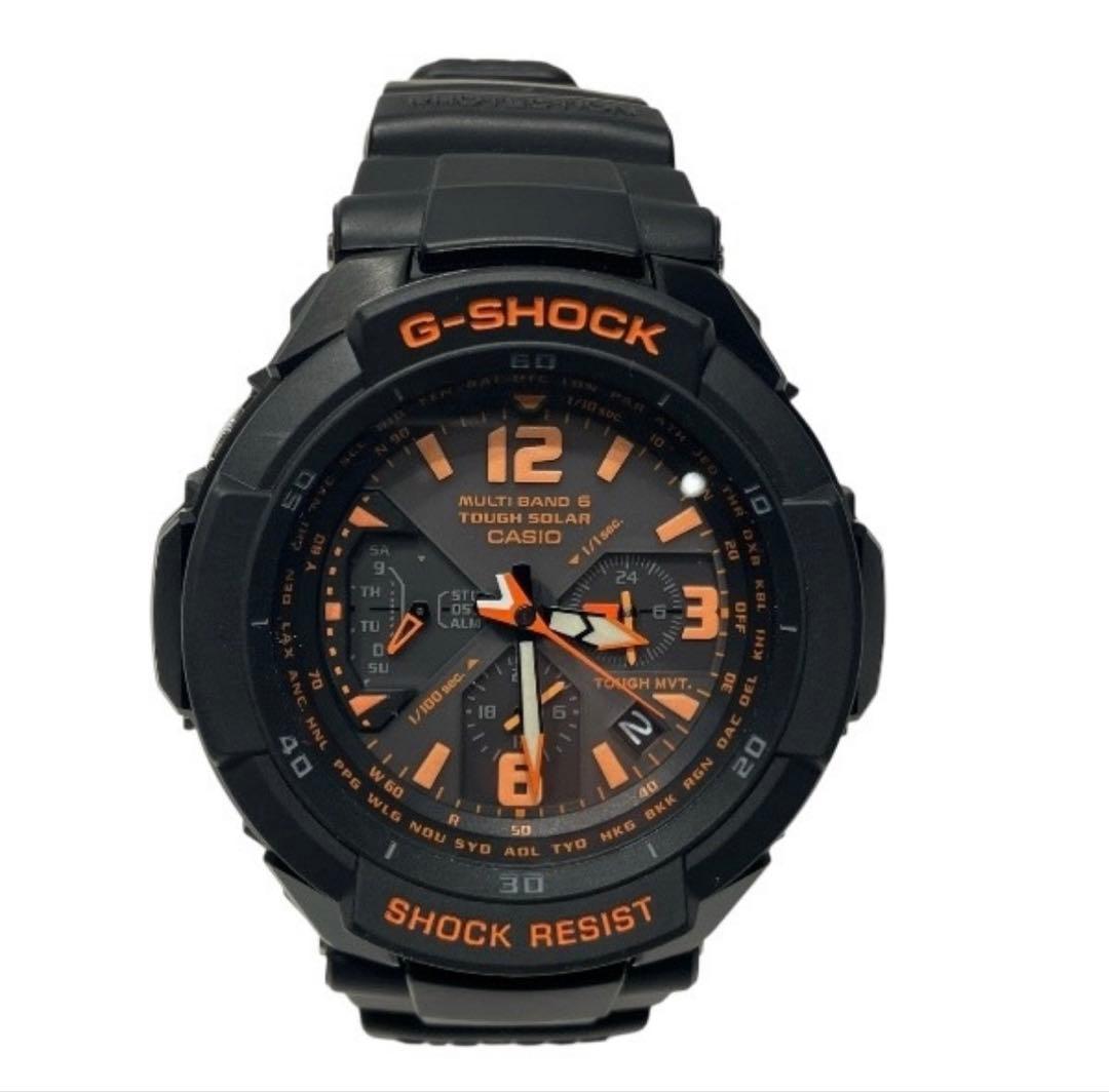 (美品) G-SHOCK 電波ソーラー 腕時計 ブラック/オレンジ