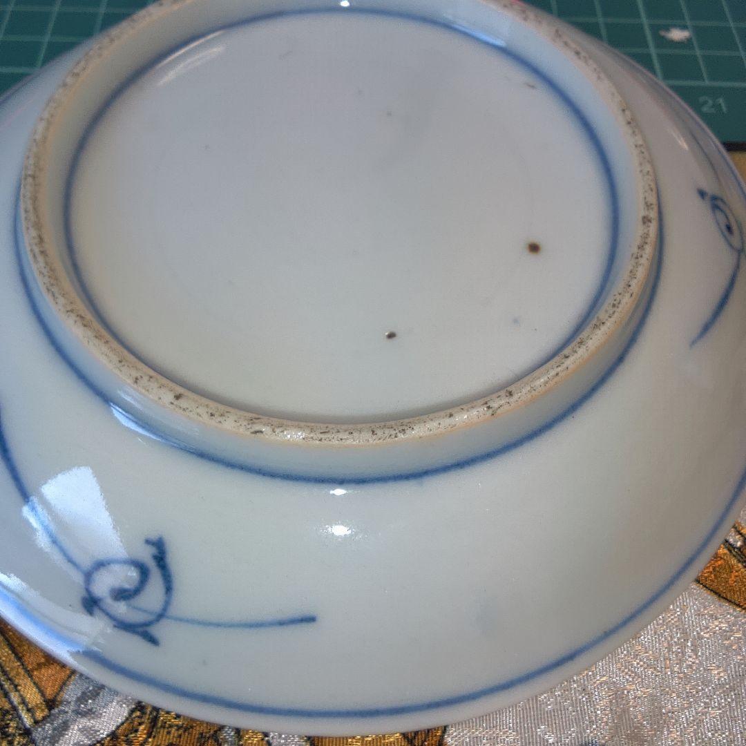 青白い花柄皿 4枚セット 中古 欠けありますニュー