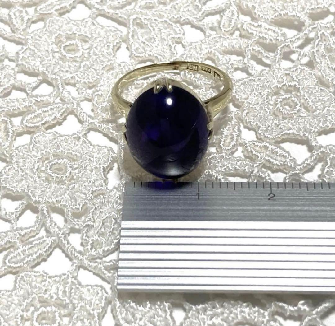 k14WG アメジストカボション リング 千本透かし レトロ