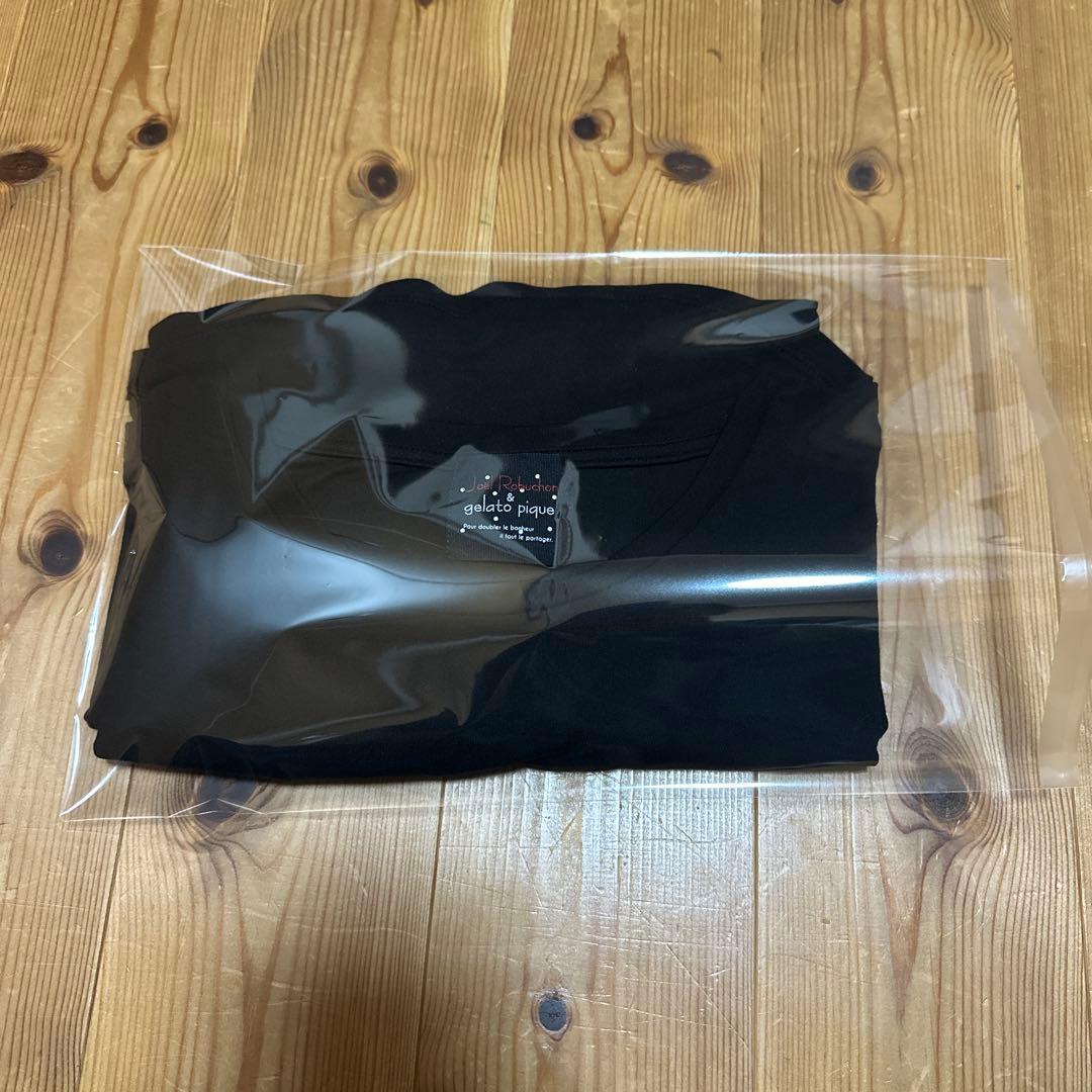 ジェラピケ　ドットワンポイント　ロンT ブラック　ロングパンツセット