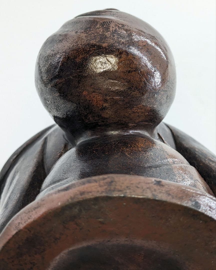 明治大正期 備前焼 布袋尊像 置物 布袋様 七福神 縁起物 踊り布袋 工芸品