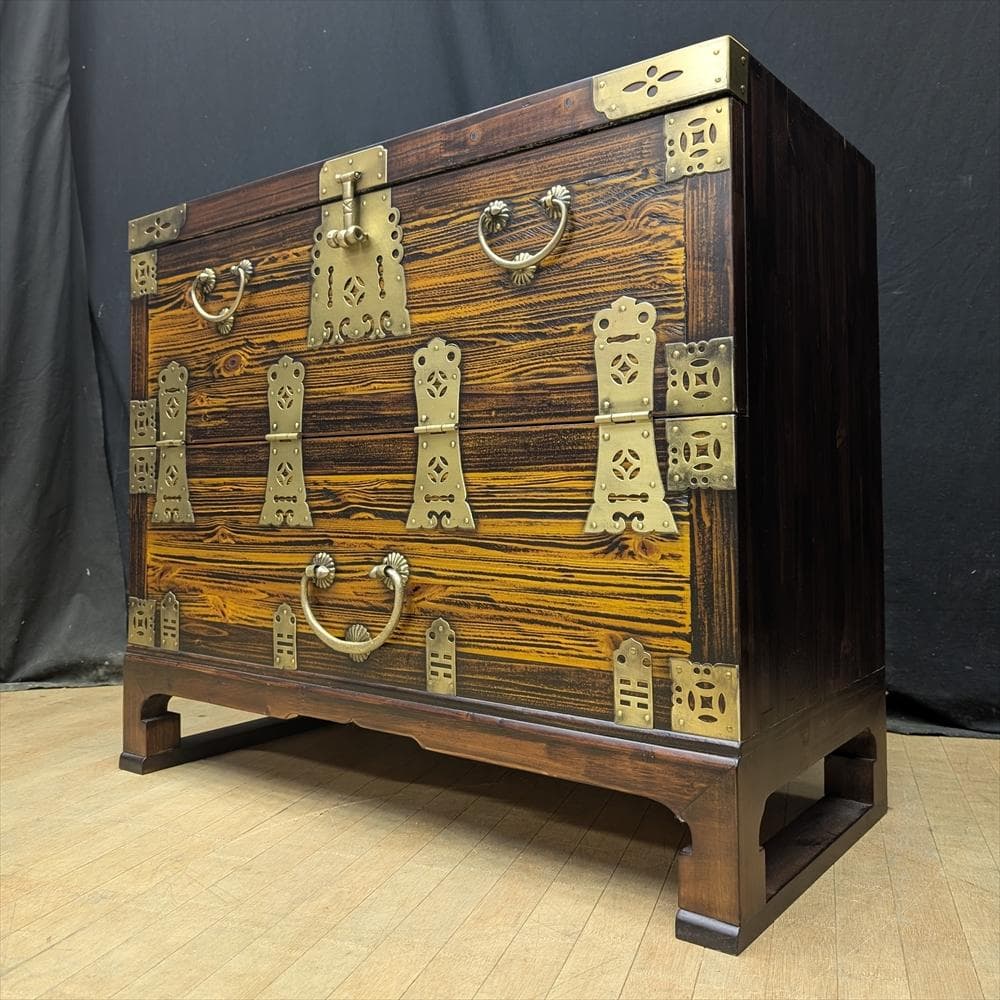 李朝家具　バンダジ　時代箪笥　朝鮮家具　半閉櫃　収納　整理　引き出し　民藝