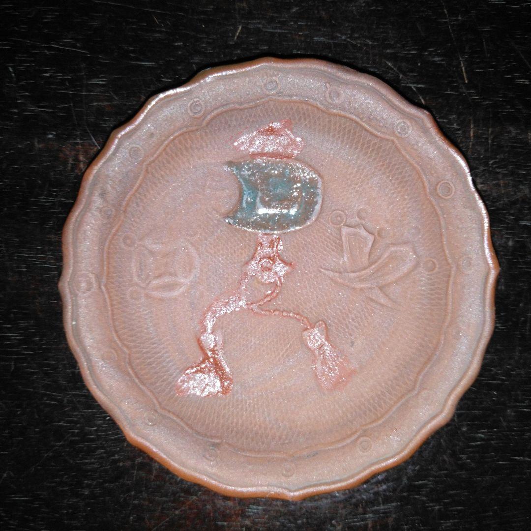 NO639 備前焼　煎餅皿　絵備前　古備前　宝尽くし文様　幕末～明治　5枚組