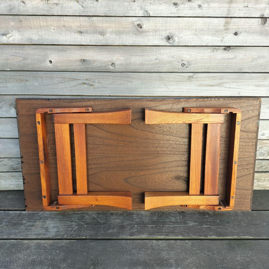 M♦アンティーク　欅　二月堂　折り畳みコーヒーテーブル　センターテーブル