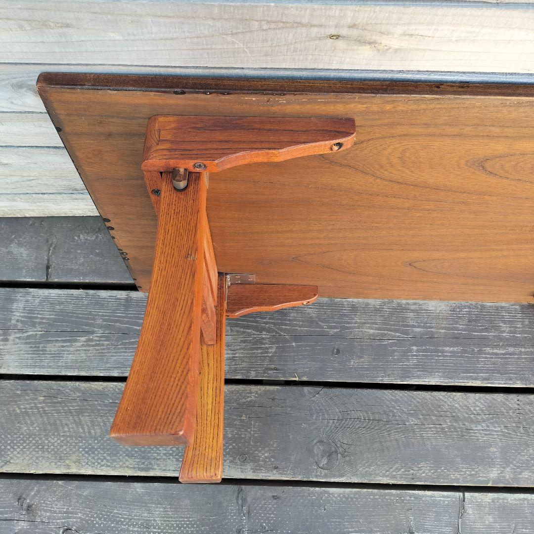 M♦アンティーク　欅　二月堂　折り畳みコーヒーテーブル　センターテーブル