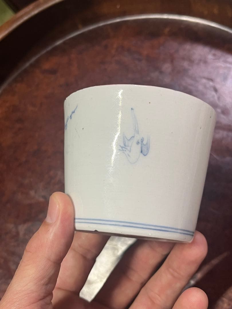 古伊万里　蕎麦猪口　あじさい　鶯　ウグイス　梅　雀　雲雀　紫陽花　民芸　民藝