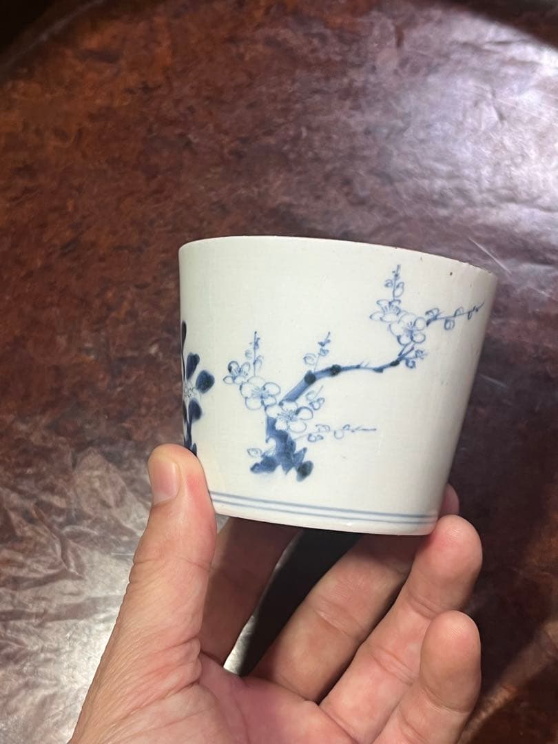 古伊万里　蕎麦猪口　あじさい　鶯　ウグイス　梅　雀　雲雀　紫陽花　民芸　民藝