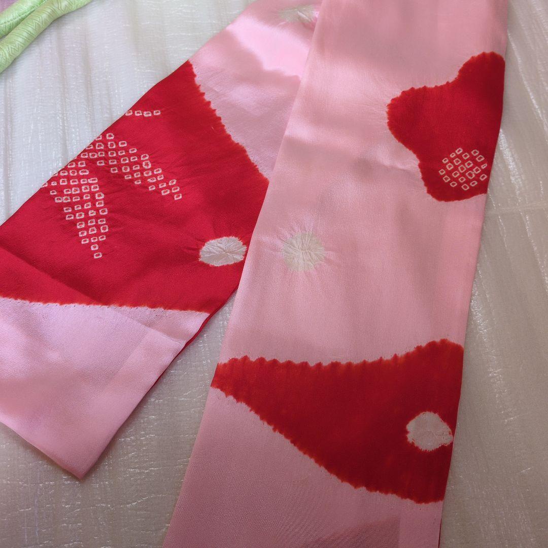 七五三７歳アンティーク着物と丸帯、帯揚げ帯締めしごき（長襦袢付き）