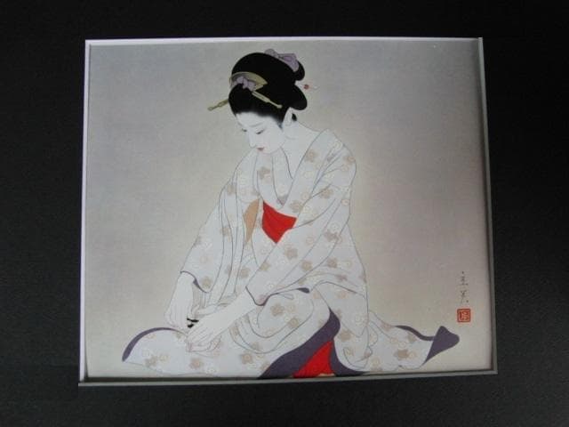 志村立美、【つめ】、希少な額装用画集より、新品額装付、状態良好