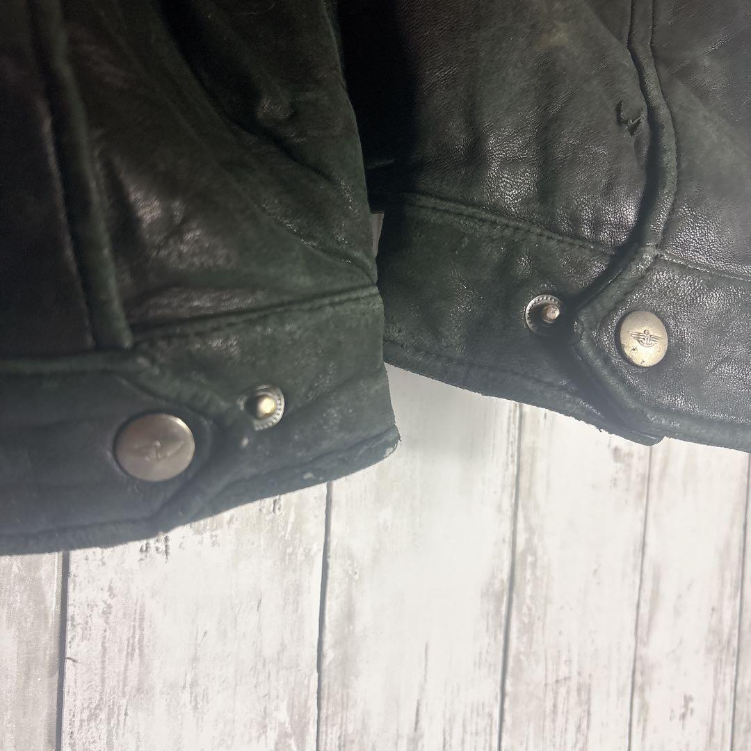 ラムレザージャケット スウィングトップ XL相当 ブラック 本革 古着