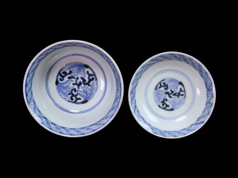 古伊万里　金襴手　窓絵　花鳥紋の図　蓋茶碗　５客　C884AS-CEv