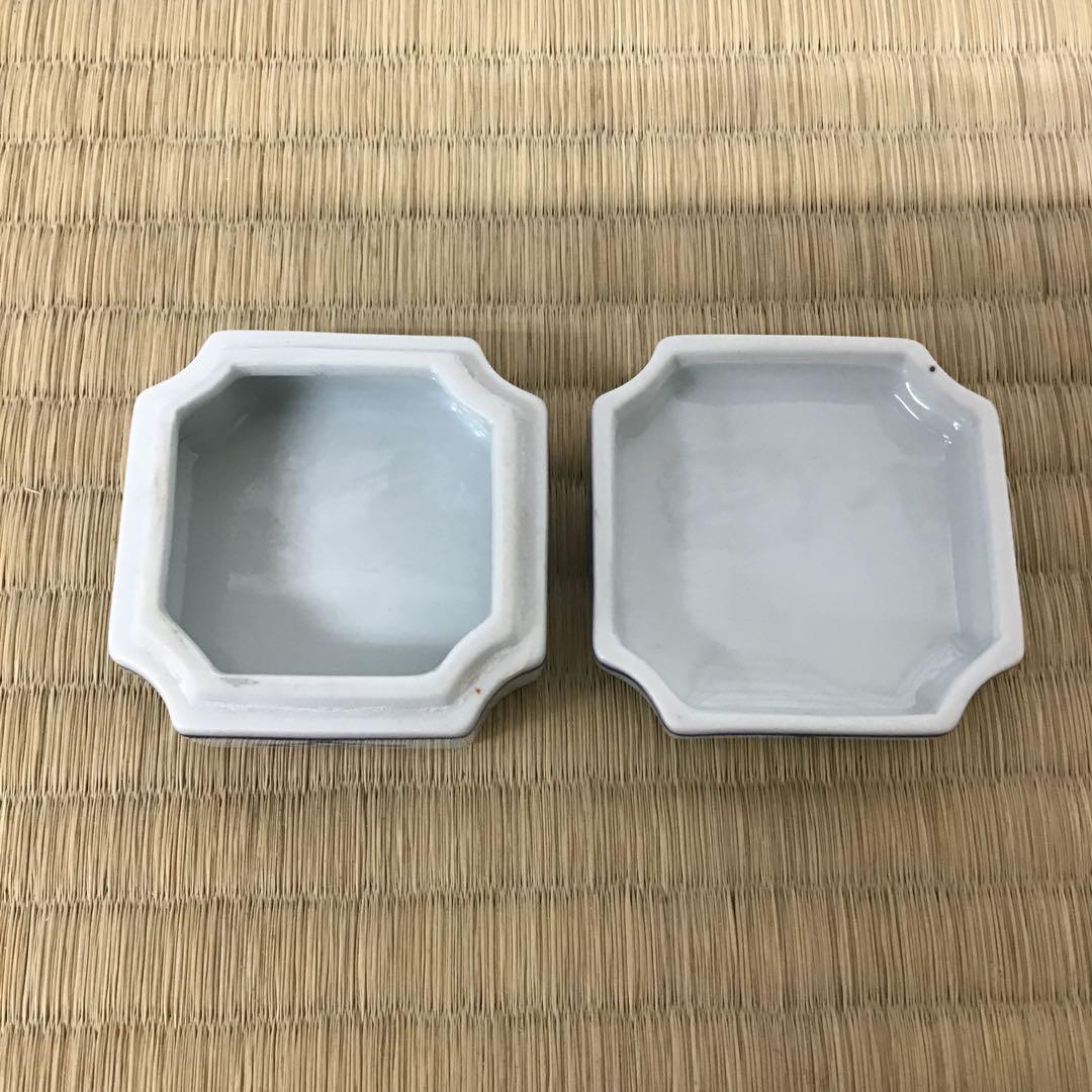 茶道具　香合　染付周茂叔香合　景雲作　共箱　S111KG