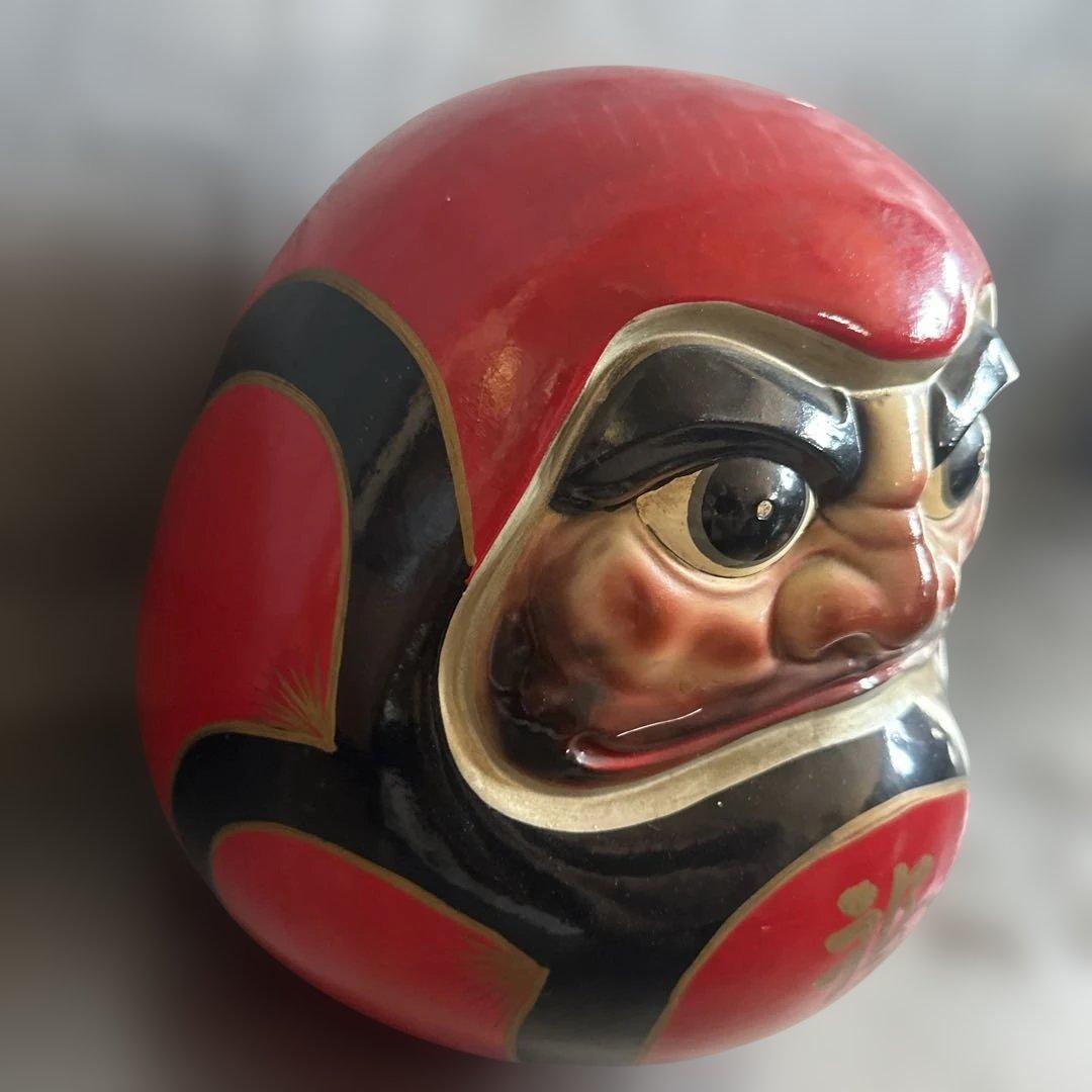 ヴィンテージ希少品‼️陶器ダルマ貯金箱　赤色の達磨 置物