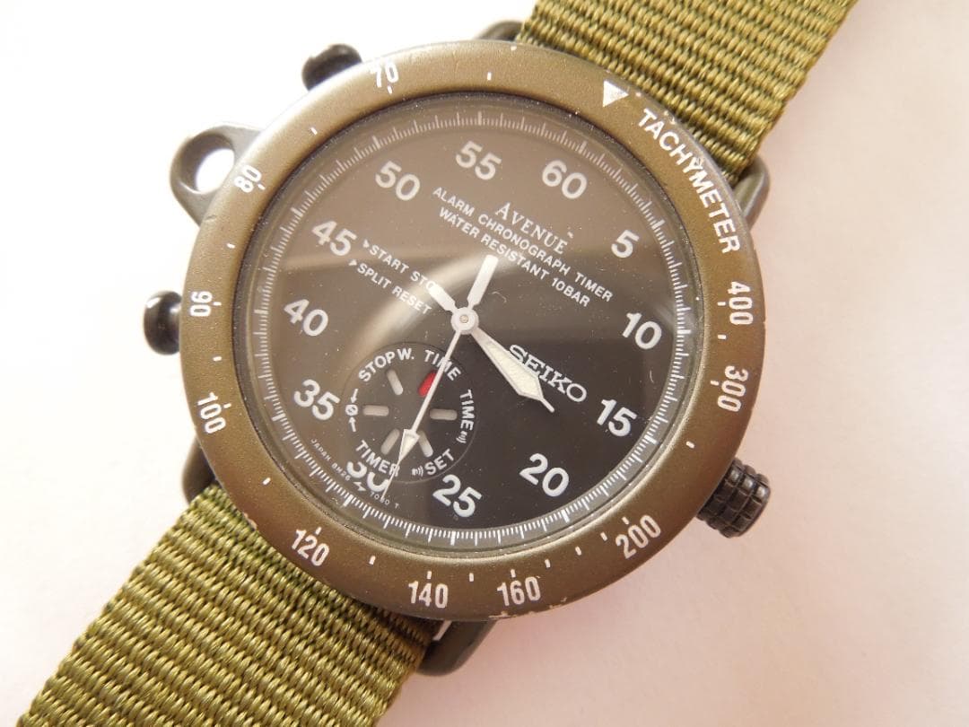 セイコー　アベニュー　ミリタリー　防水　アラーム　タイマー　ストップウォッチ