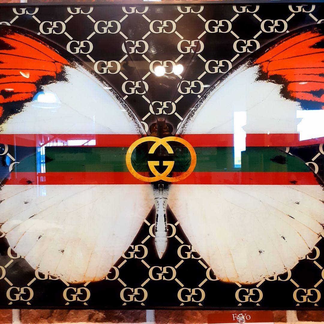 輸入雑貨　特殊強化ガラスアート　『GUCCI』　ミラーアート　60×40cm