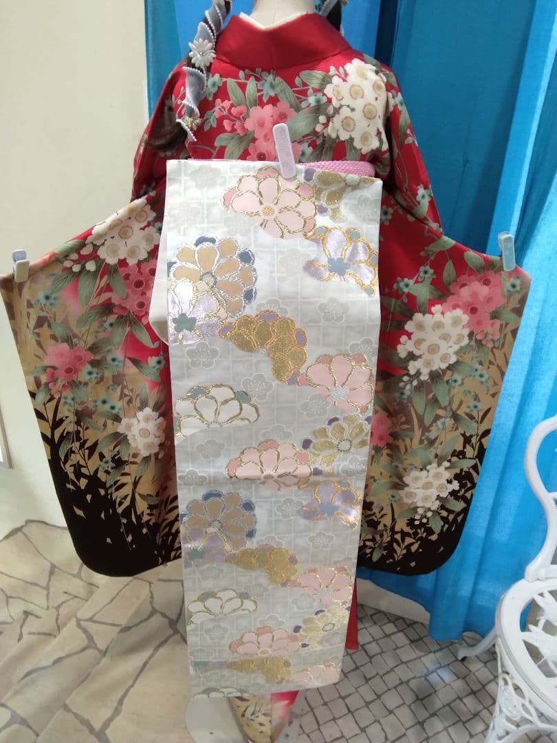【専用】です❗正絹振袖成人式、重ね衿帯揚げ帯締め、西陣袋帯、襦袢、ガード加工