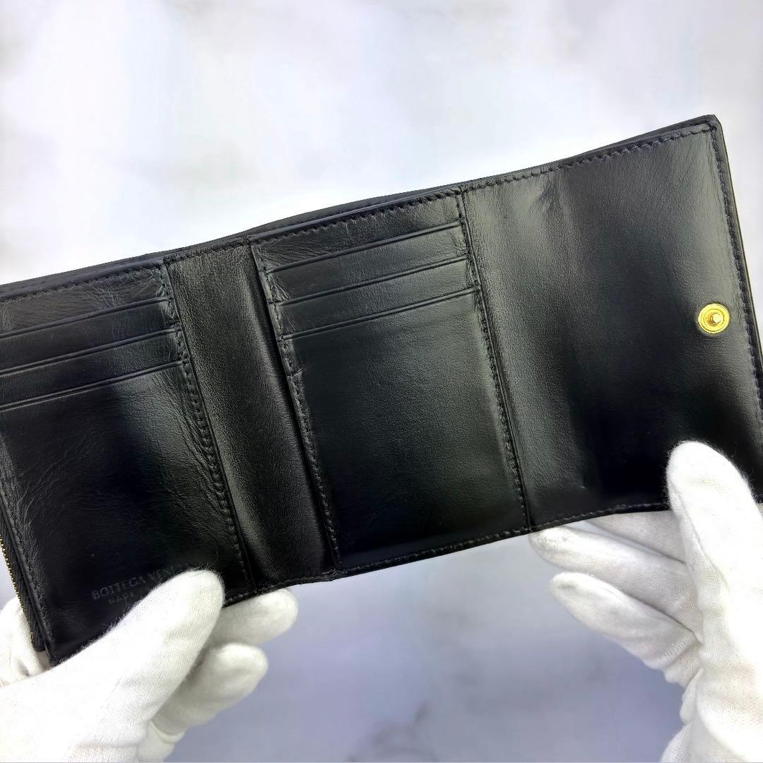 【極美品✨】BOTTEGA VENETA ブラック 3つ折り 財布 カセット