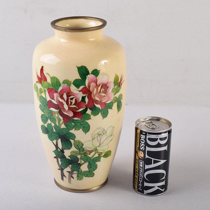 七宝焼　花文　花瓶　V　8090