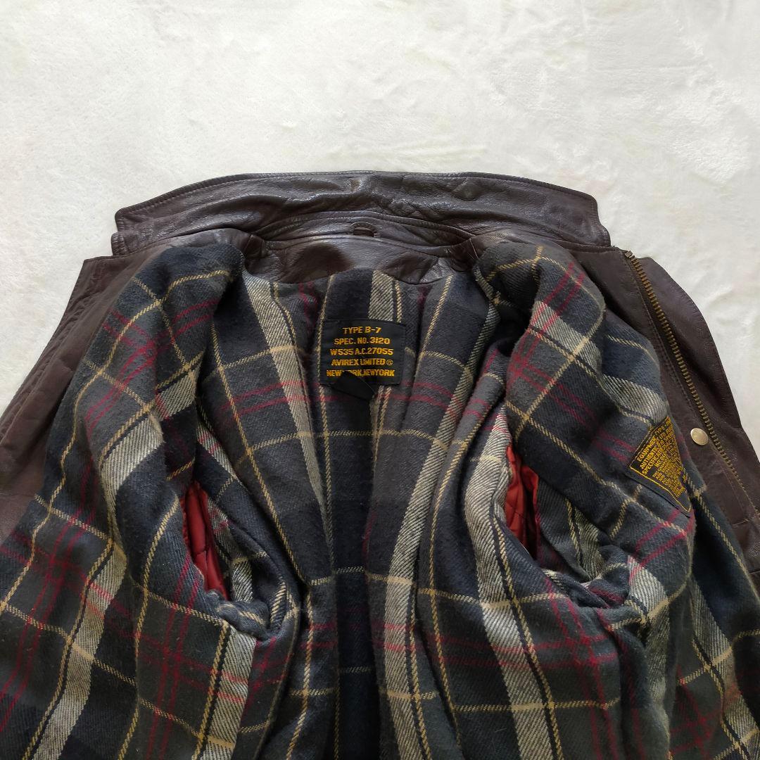 90S　AVIREX　B−7　レザージャケット　短丈　フライトジャケット