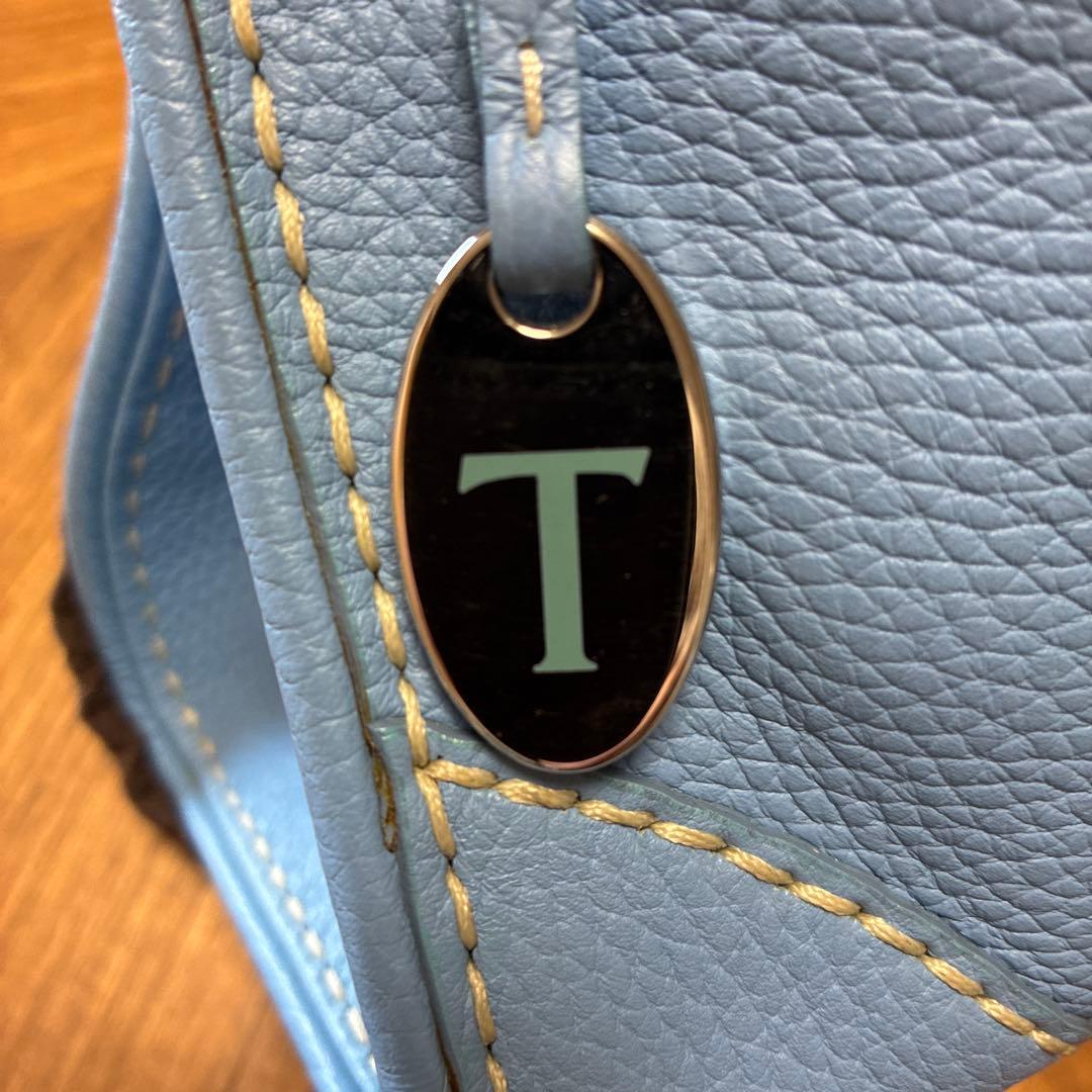 TOD'S 青 レザー ショルダーバッグ 保存袋付き