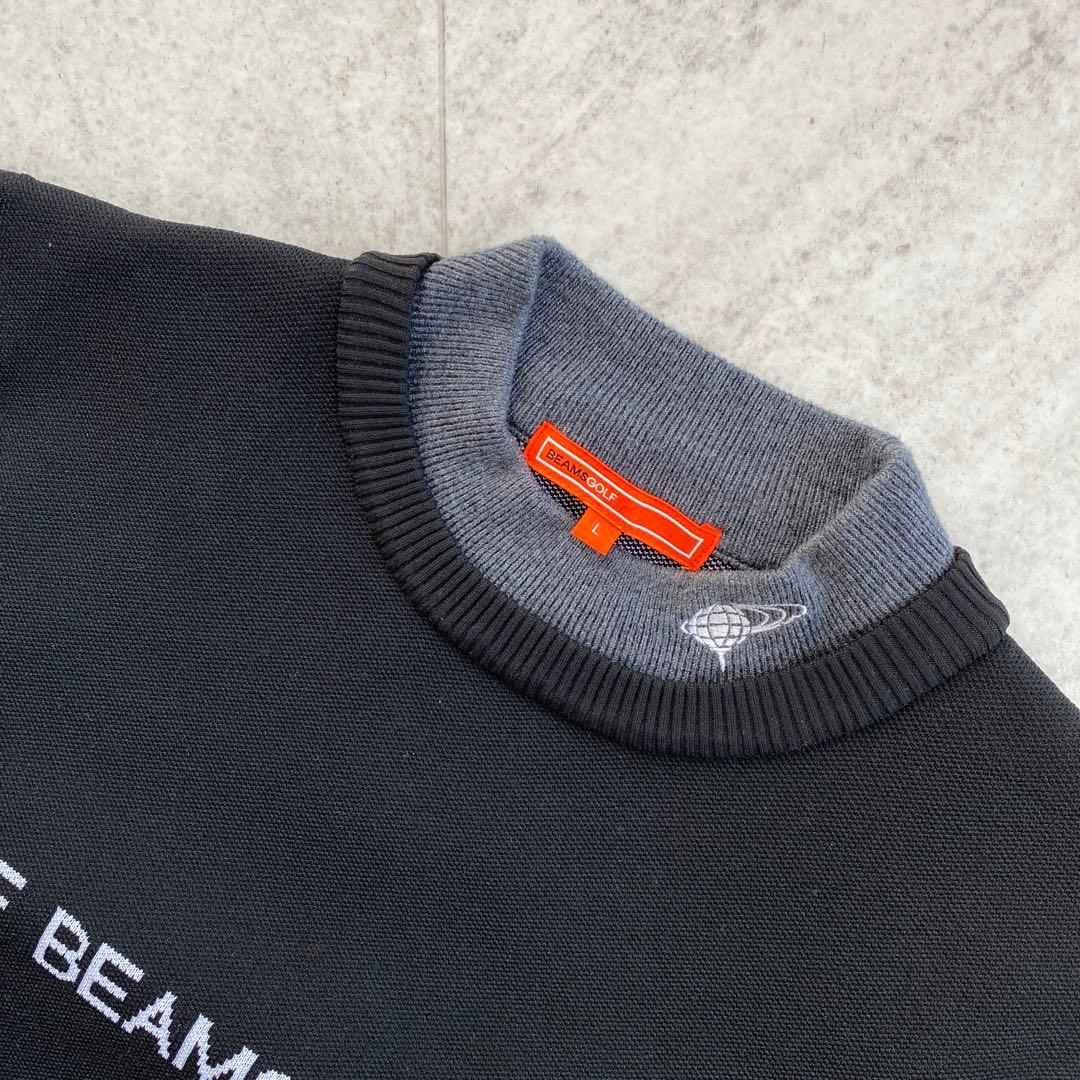 BEAMS GOLF 襟付きロゴ　ジャガードニット　サイズ：Ｌ