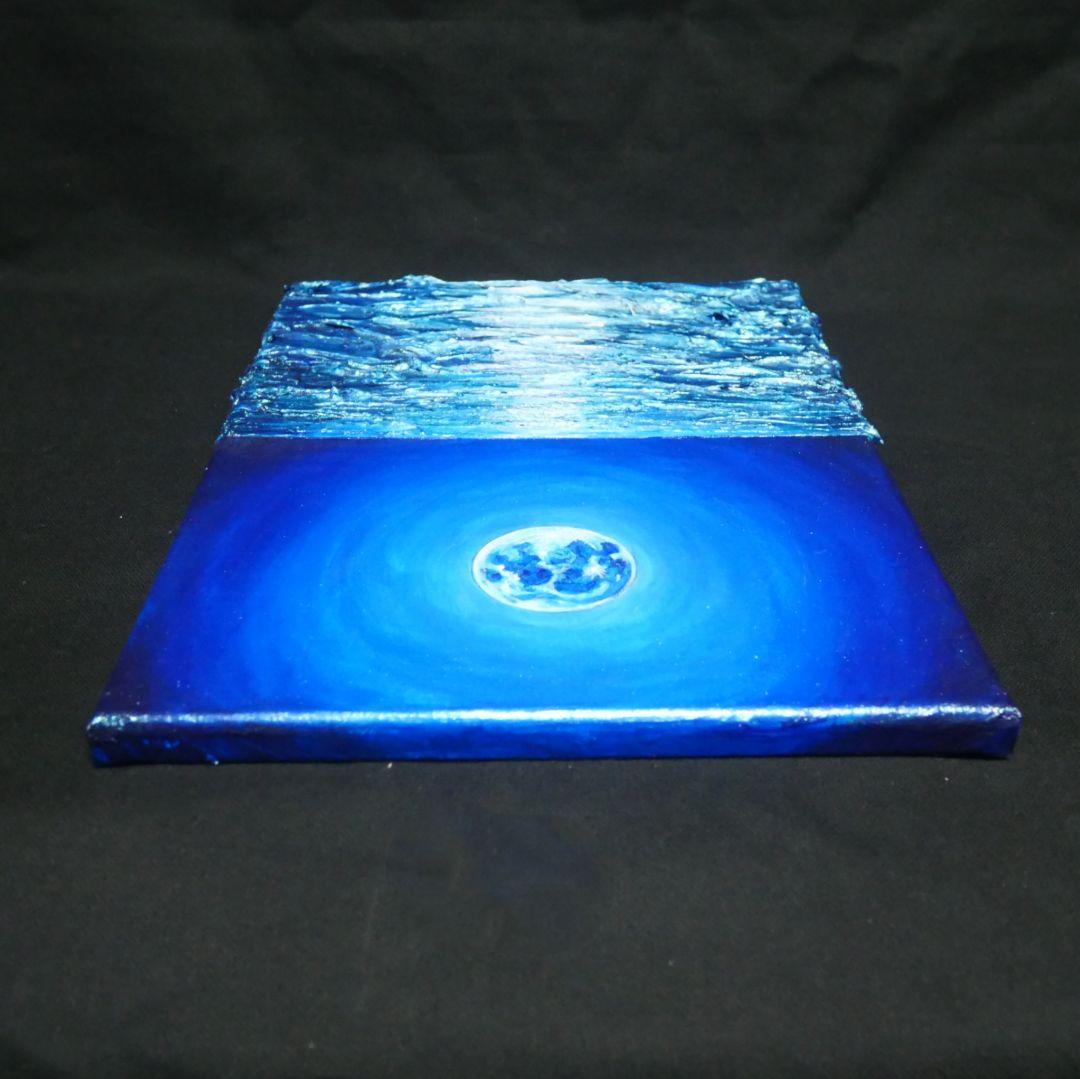 油絵 油彩 油彩画 絵 絵画 【青い月 】F4号