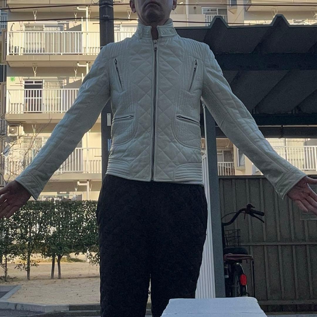 M　Dolce & Gabbana ホワイトレザーライダースジャケット