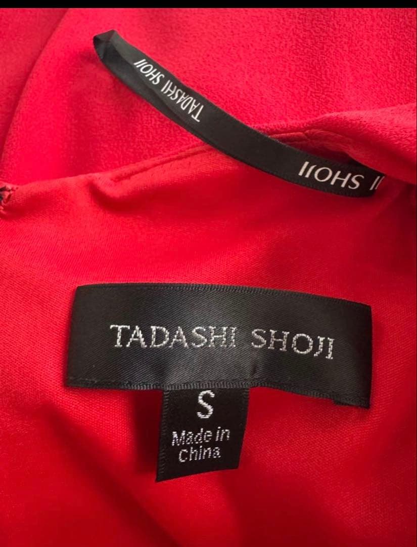 【極美品】TADASHI SHOJIダダシショージ 赤 ドレス 長袖ワンピース