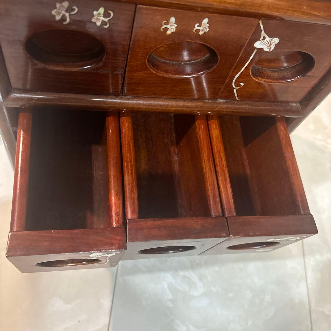 引き出し　小引き出し　家具　螺細　花梨　4段