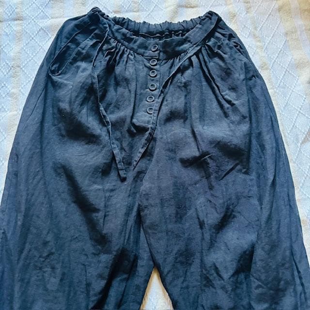 値下！極レア極美品！nolumさん　ドロワーズ　黒　リネンパンツ　ギャザーパンツ