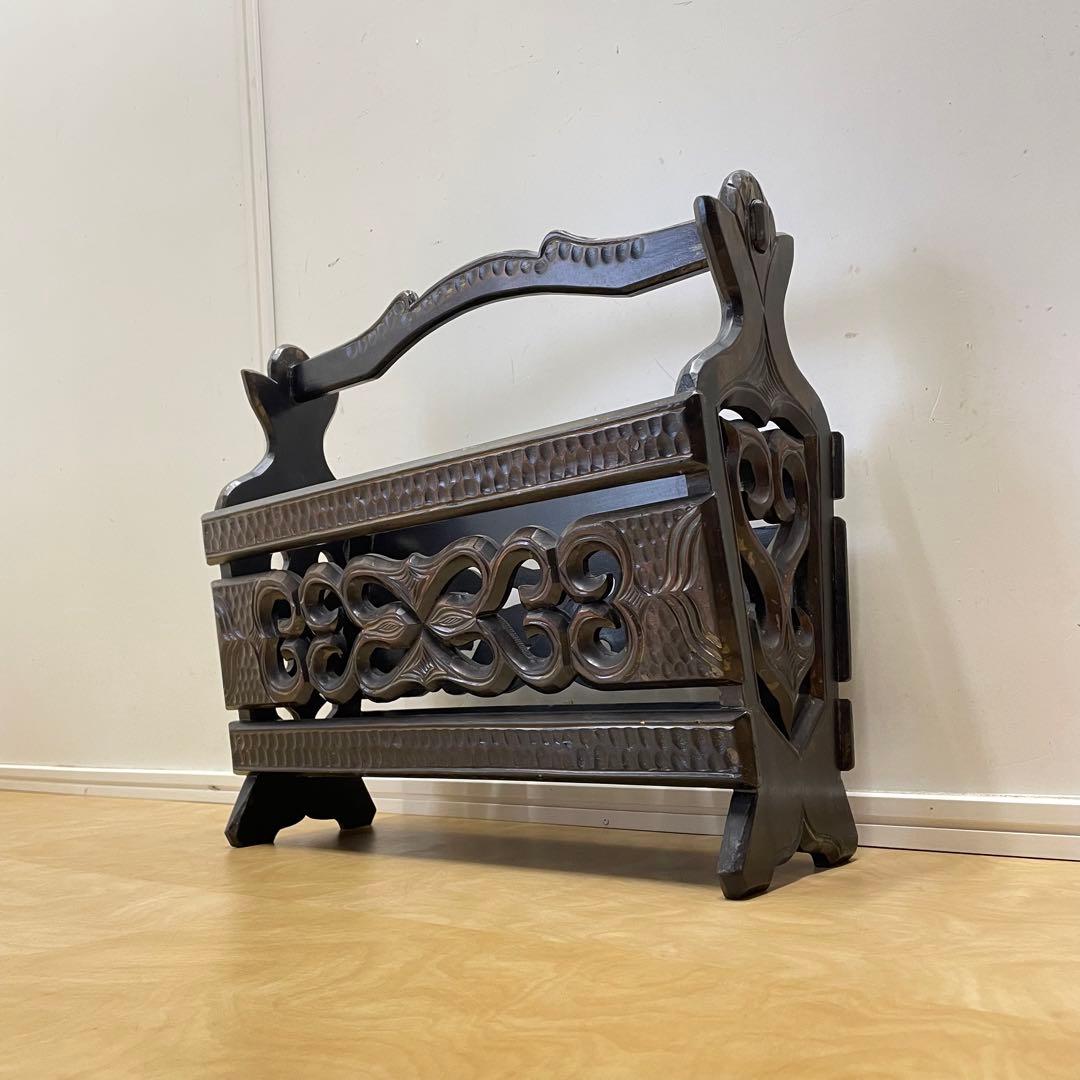 アイヌ 木彫り マガジンラック 木製 ビンテージ レトロ アンティーク