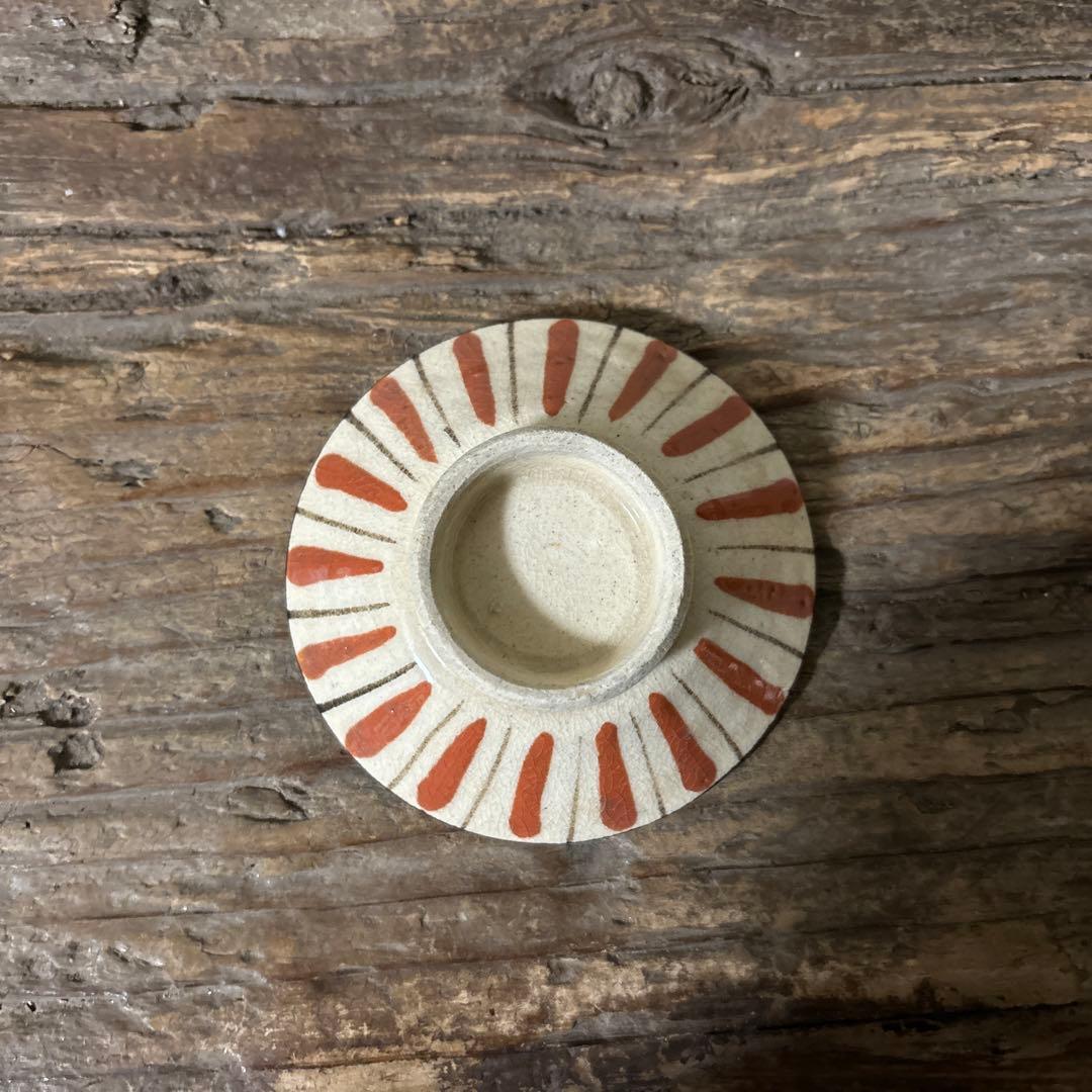 アンティーク　小ぶり麦藁手蓋付き向付　美濃　絵瀬戸　古美術　茶道具　懐石検:李朝