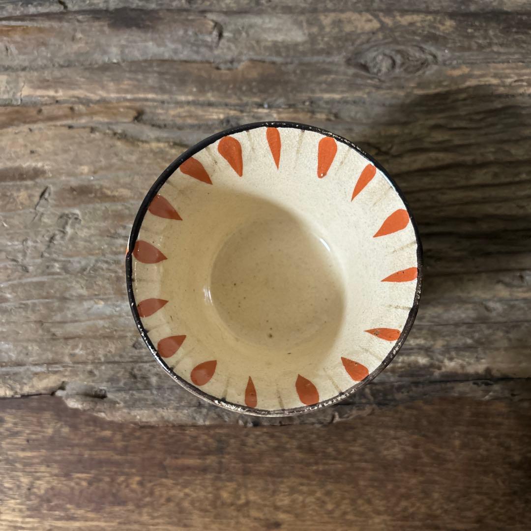 アンティーク　小ぶり麦藁手蓋付き向付　美濃　絵瀬戸　古美術　茶道具　懐石検:李朝