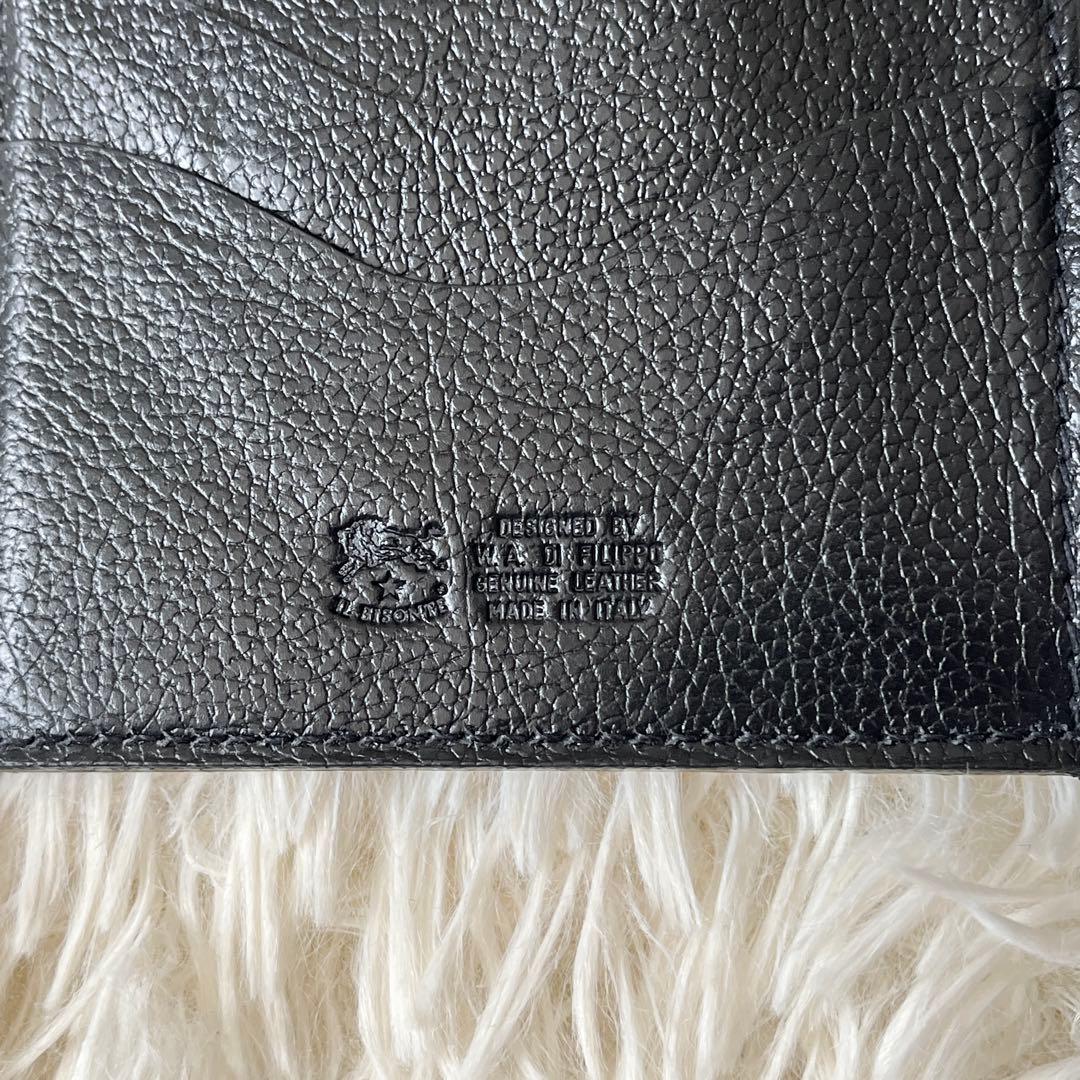 ⭐️新品未使用⭐️　IL BISONTE　がま口　三つ折り財布　ブラック　レザー