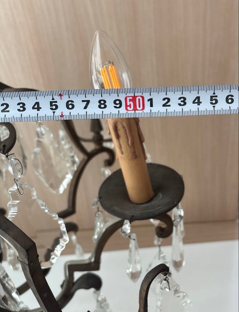 アンティーク　テーブルシャンデリア　4灯　ガラス