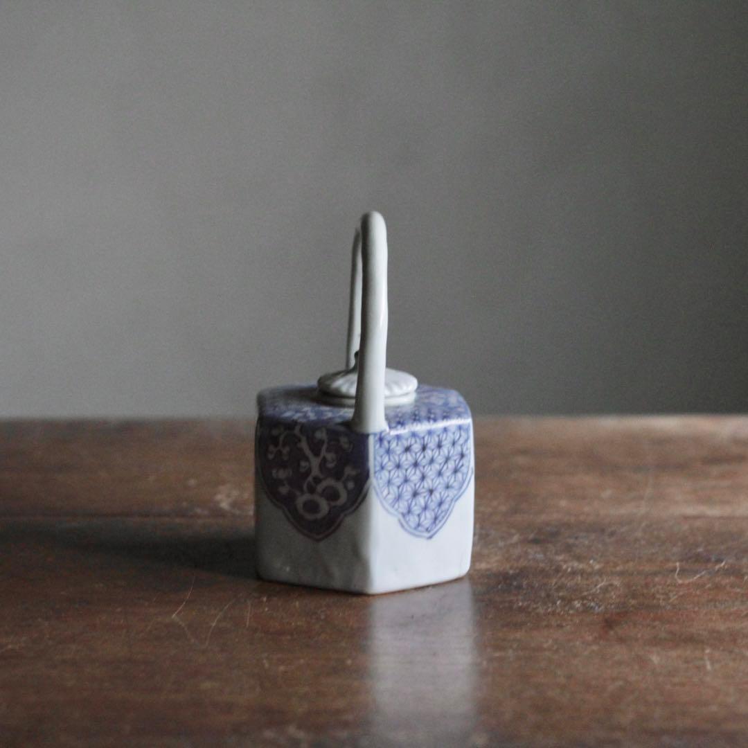 平戸焼 染付 面取 六角 水注 酒次 古美術 古道具 アンティーク 酒器