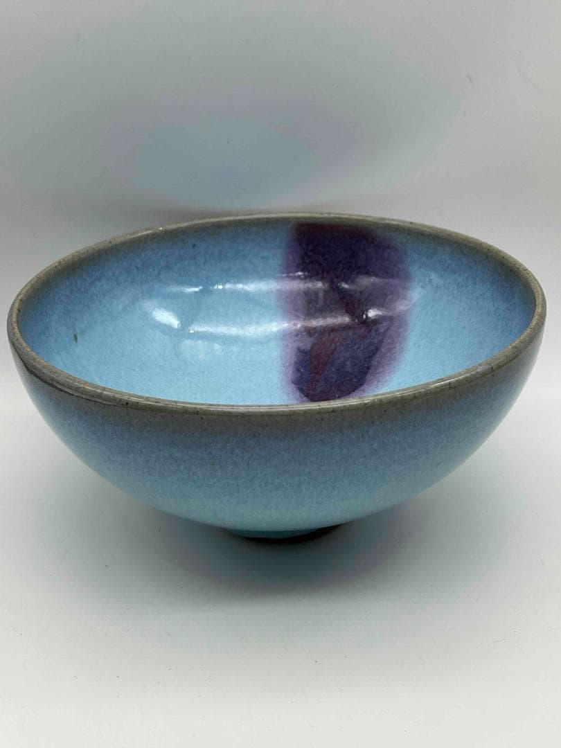 元時代　鈞窯　澱青釉紫斑茶碗　窯変釉　茶道具　水指　水差し(B-95)