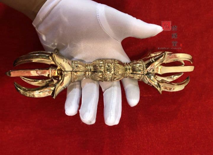 密教法具 人形五鈷杵 金剛杵 法器 寺院用仏具 真鍮製 23cm