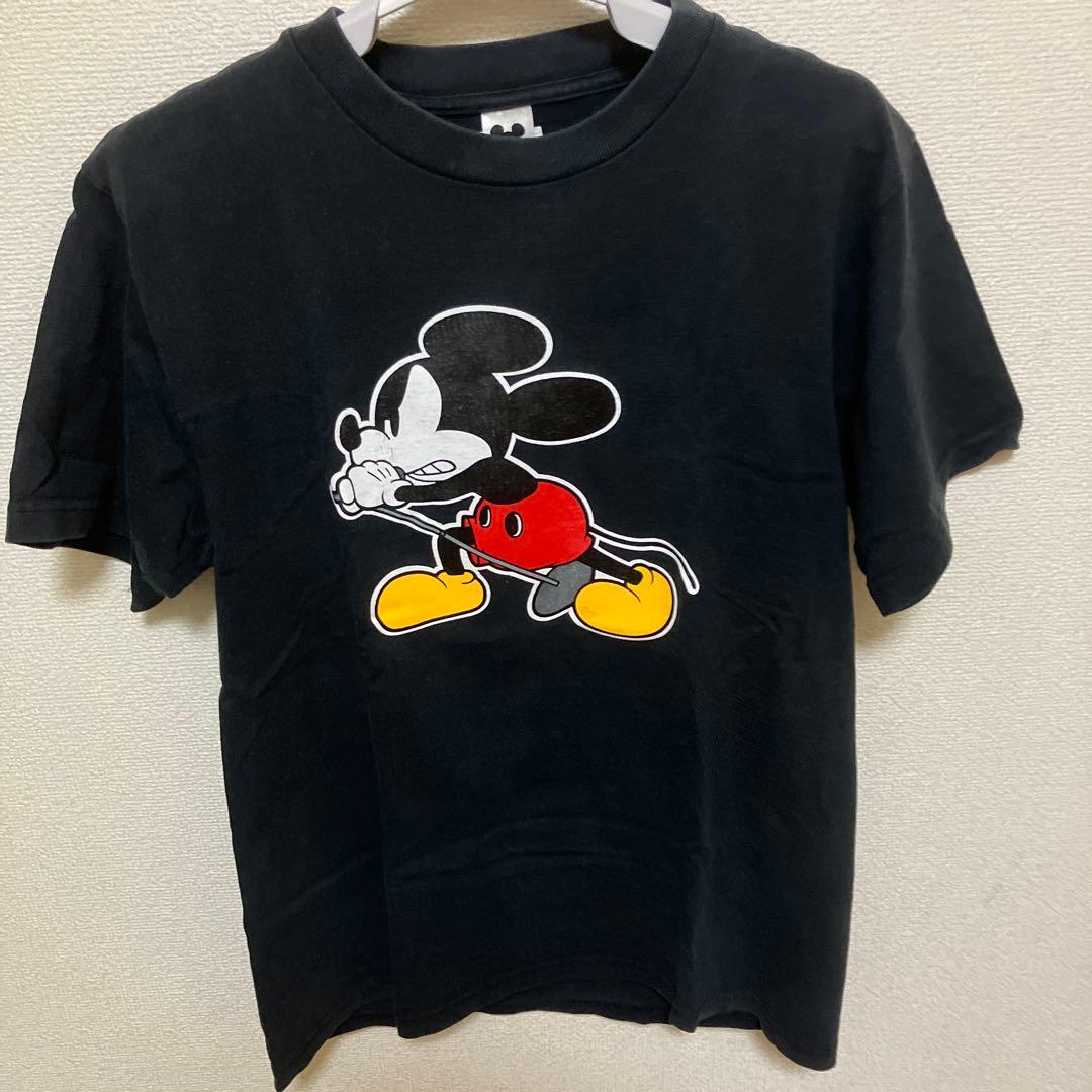 ミッキーマウス プリント Tシャツ 黒