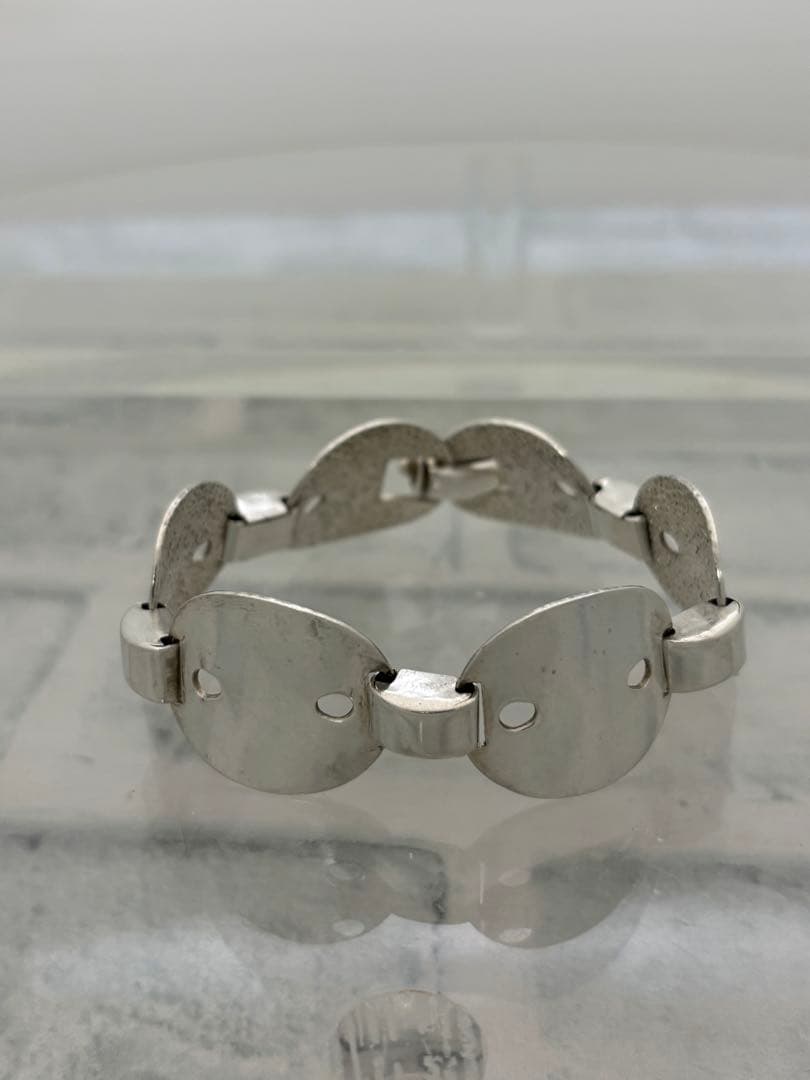 50s ヴィンテージ　イタリアンシルバー　プレート　チェーンブレスレット