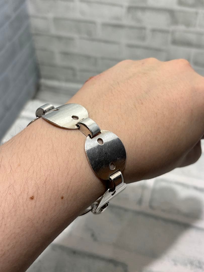 50s ヴィンテージ　イタリアンシルバー　プレート　チェーンブレスレット