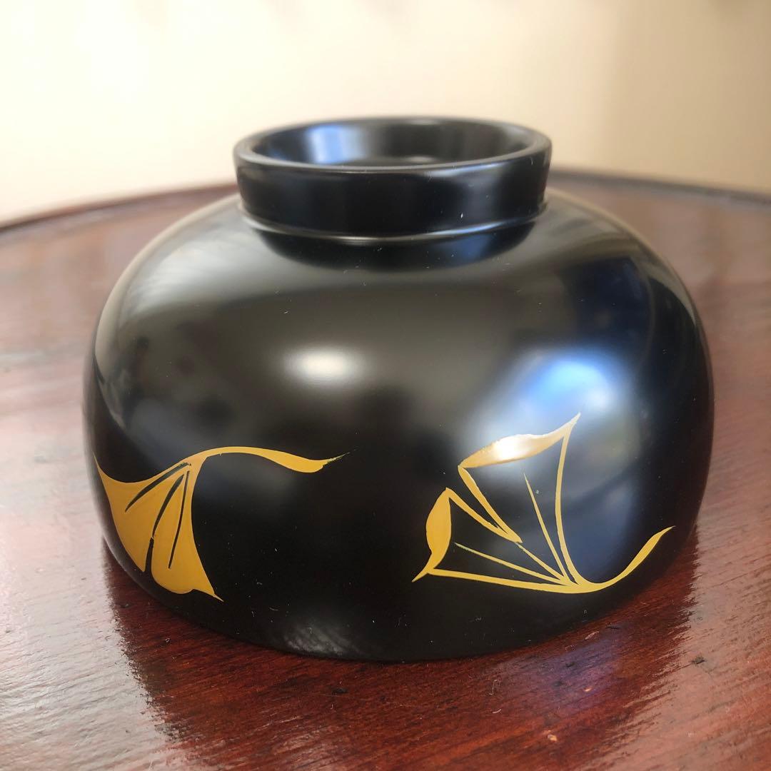 浄法寺塗　夫婦汁椀　銀杏紋　2客　うるみ工芸　天然木　専用箱　未使用品　美品