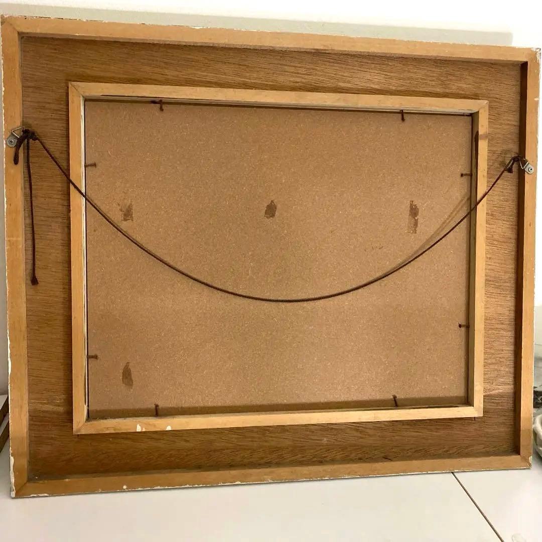 無題　山と湖の風景画　油絵さわやか　サイン有り