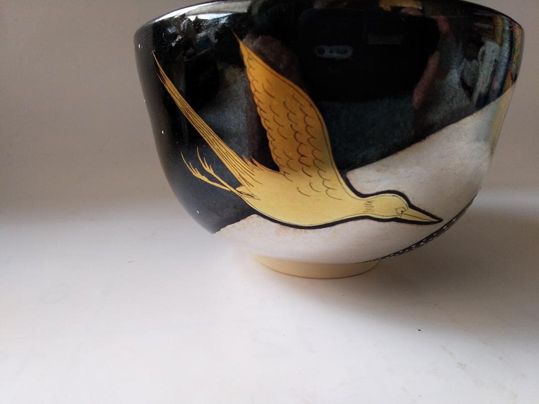暁窯 岡田暁山 作 色絵鵲橋絵 抹茶碗 茶道具 茶碗 共箱 栞 新品 未使用