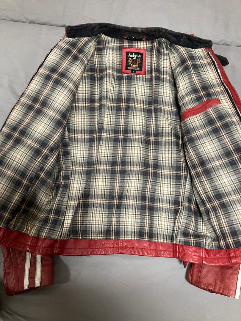 希少 Schottクラシックレーサージャケット レッド XS ラムレザー 羊革
