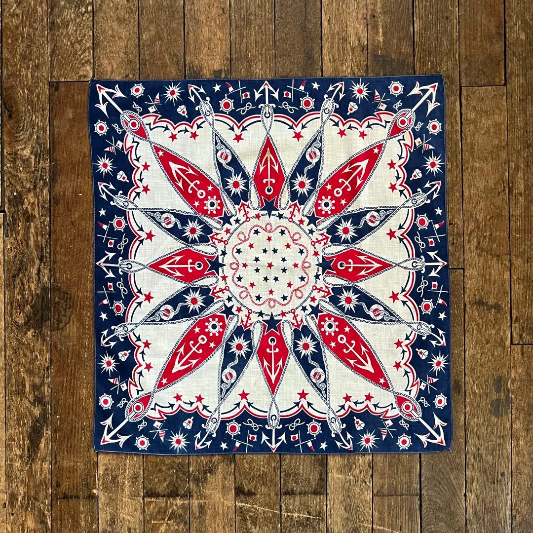 50s マリン柄 ビンテージ バンダナ レア オリジナルです