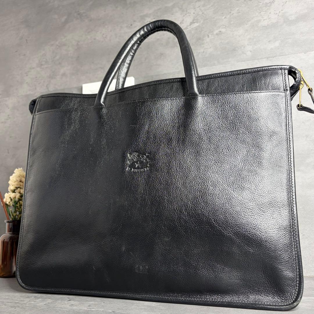 ILBISONTE イルビゾンテ 本革 ブリーフケース ビジネスバッグ A4 黒