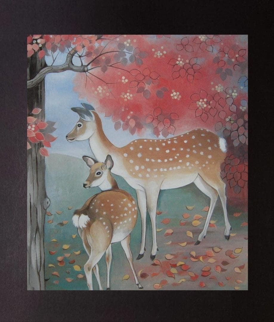 小峰紀子、【ナンキンハゼ燃ゆる】、希少な額装用画集より、厳選、新品額装