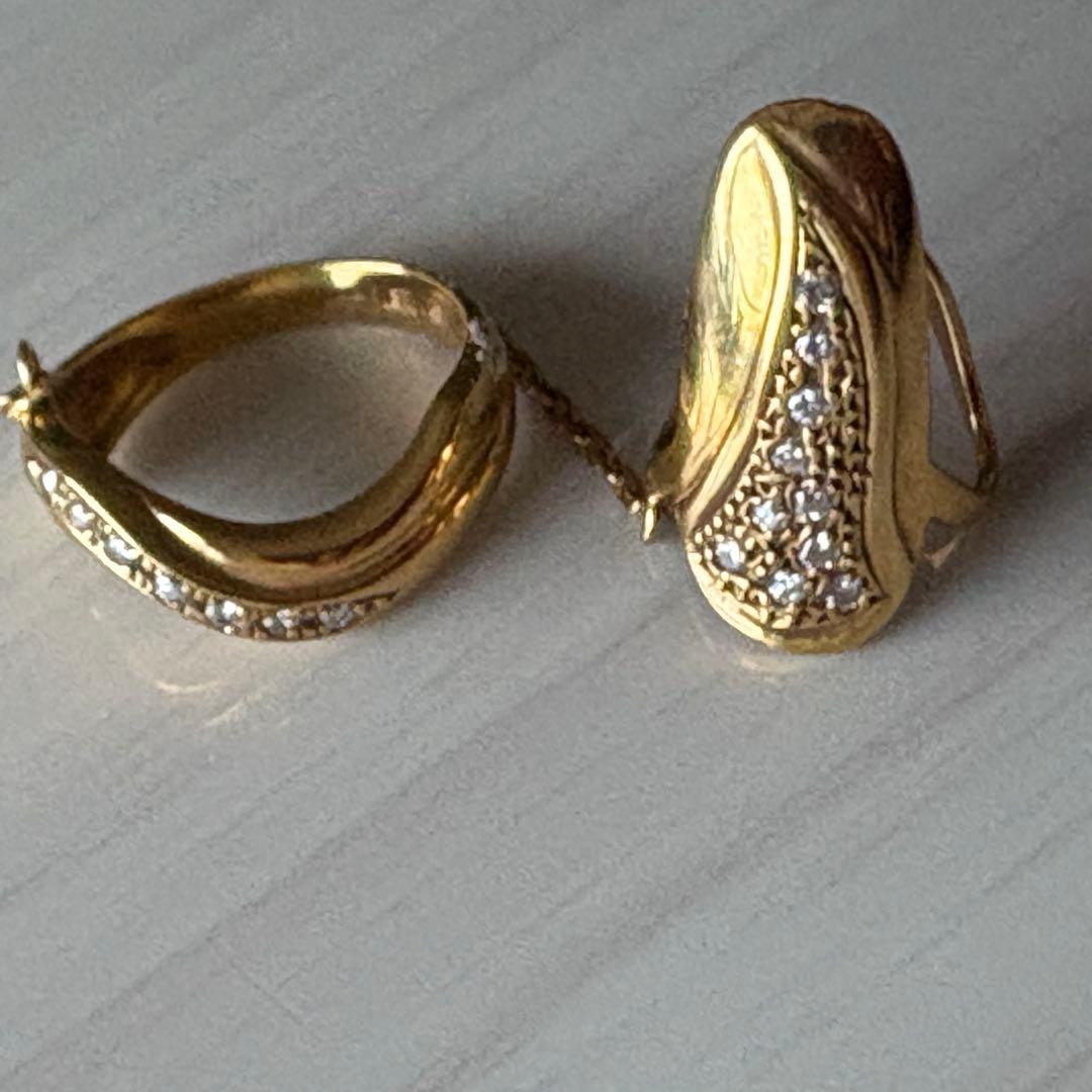 18金ダイヤモンド爪リンクセット