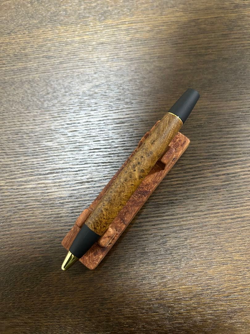 野原工芸 特上チーク瘤 ロータリー SANZO金クリップ 新品未使用 ボールペン